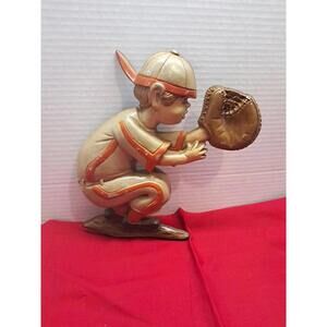 Vintage Sexton 1970 Baseball Decor Wall Plaque Baseball Catcher 9×8 T1